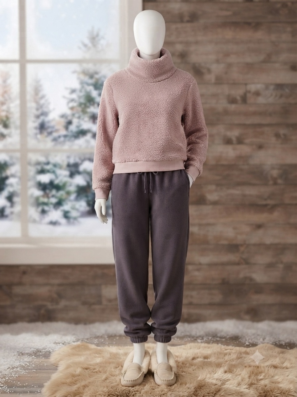 Lukka Lux Dusty Pink Sherpa Mock Neck Pullover - Size Small